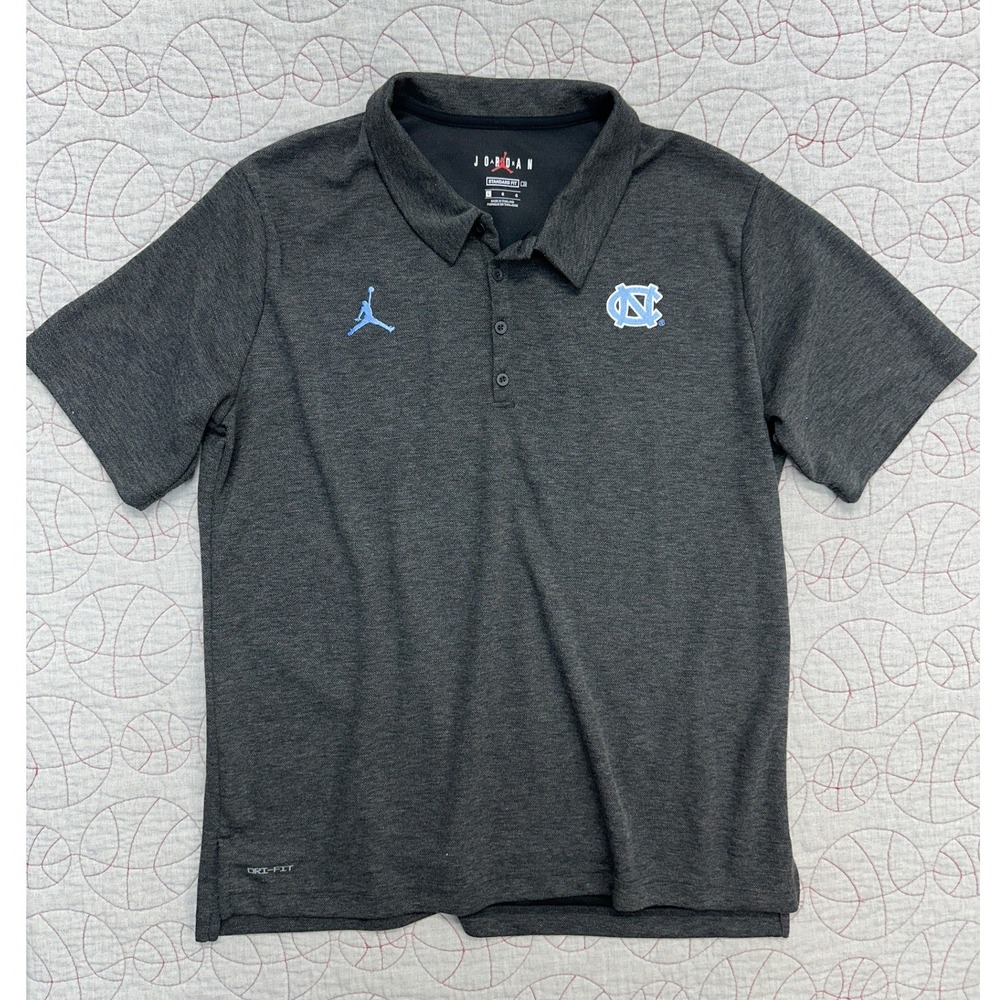 Jordan Polo Shirt Charcoal Gray UNC Tar Heels Dri-FIT / Men's Large